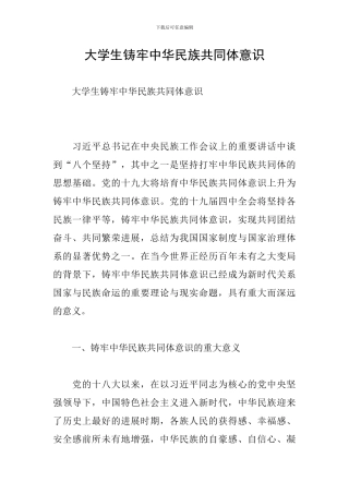 大学生铸牢中华民族共同体意识