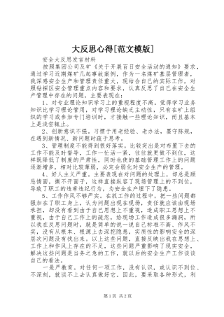 大反思心得[范文模版]