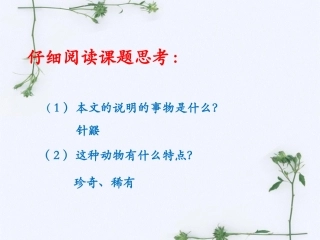 《珍奇的稀有动物—针鼹》课堂学习
