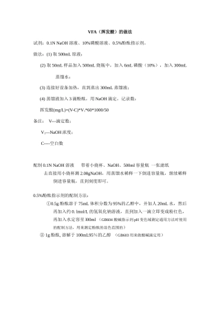 VFA(厌氧挥发酸)的测验方法及步骤