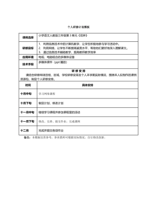 谷祖福个人研修计划