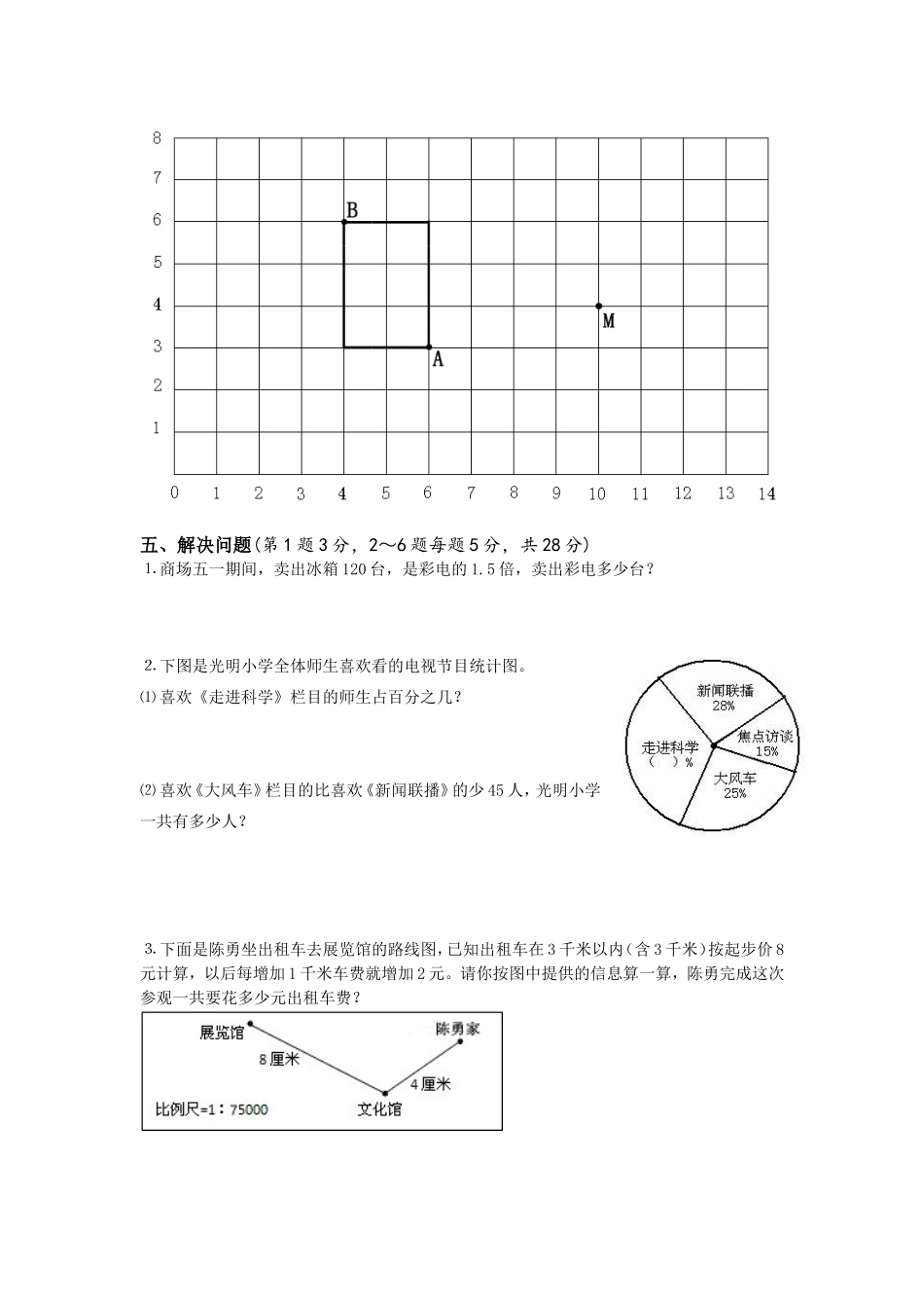 2015年丹阳市小学数学毕业考试参赛试卷_第3页