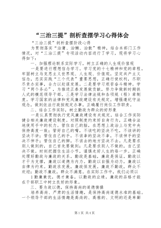 “三治三提”剖析查摆学习心得体会