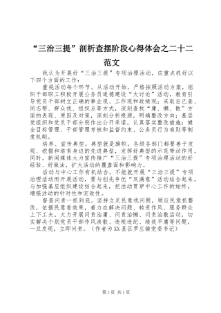 “三治三提”剖析查摆阶段心得体会之二十二范文