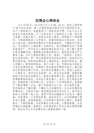 世博会心得体会