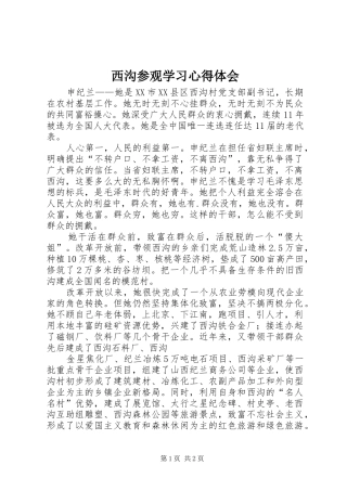西沟参观学习心得体会