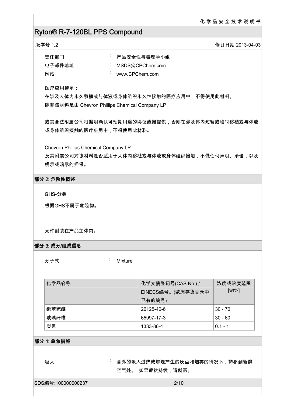 MSDS FOR PPS RYTON 120_第2页