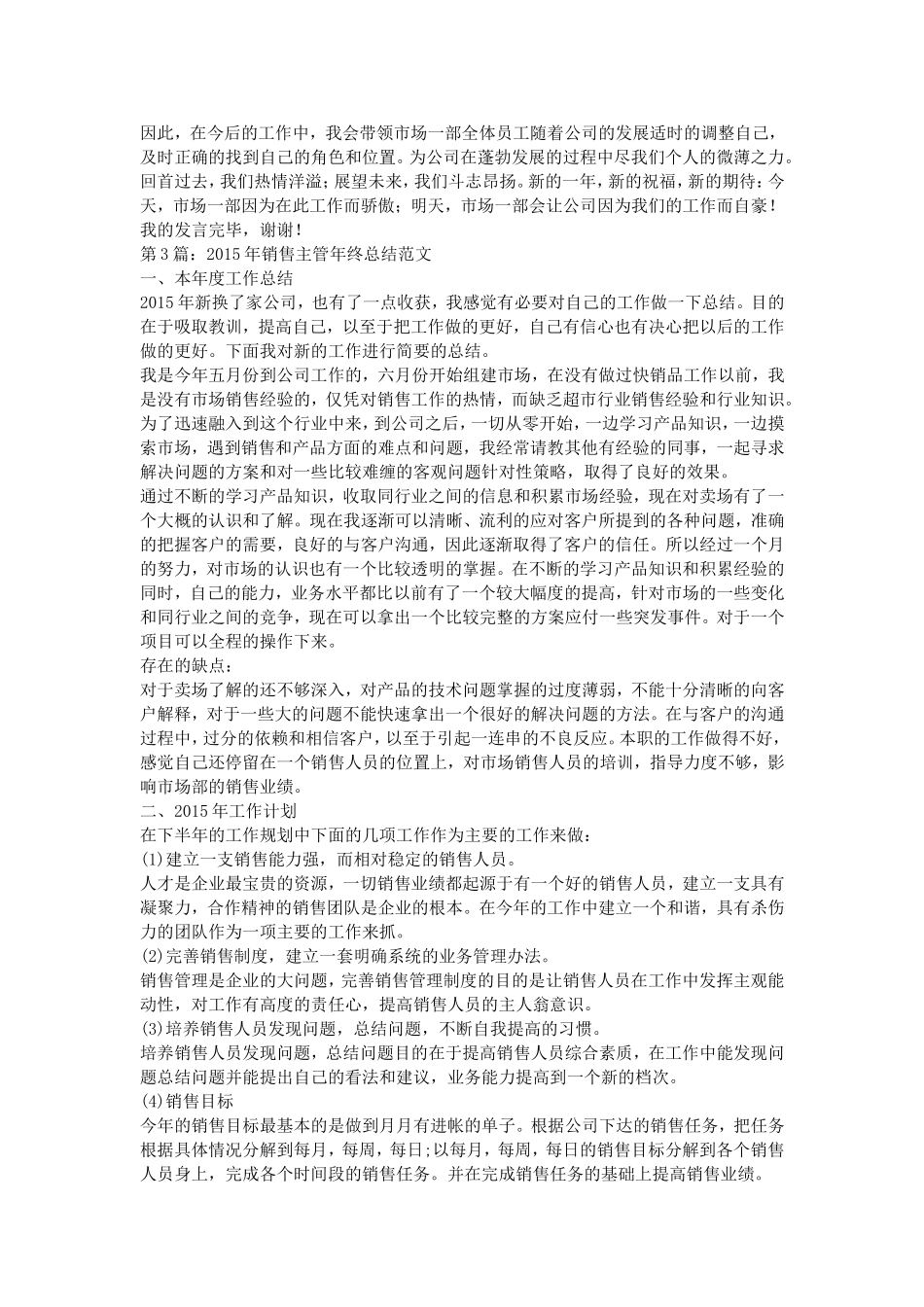 2015销售主管年终总结_第3页