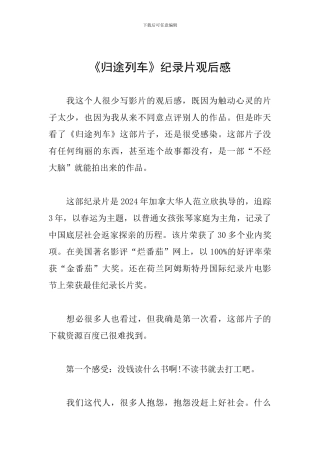 《归途列车》纪录片观后感