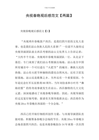 央视春晚观后感范文