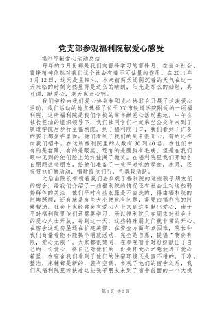党支部参观福利院献爱心感受