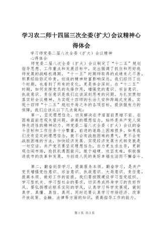 学习农二师十四届三次全委(扩大)会议精神心得体会