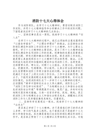 消防十七大心得体会