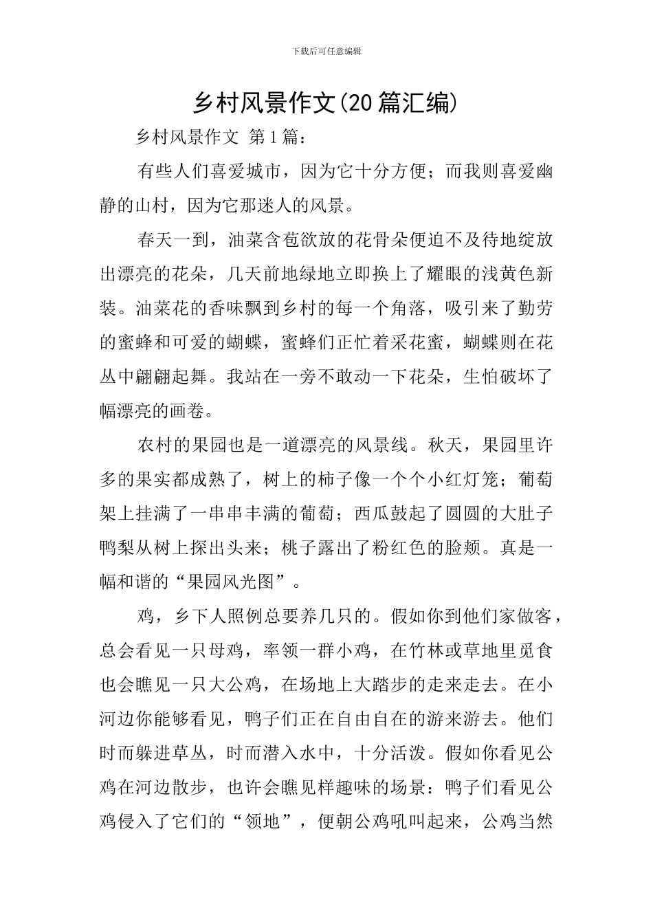 乡村风景作文_第1页