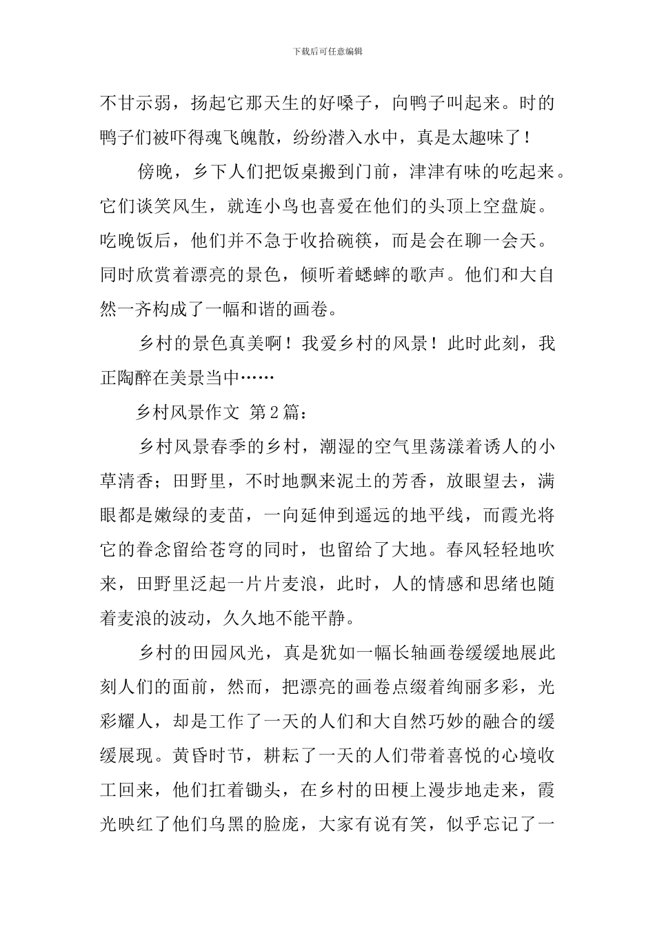 乡村风景作文_第2页