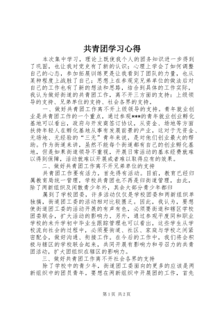 共青团学习心得