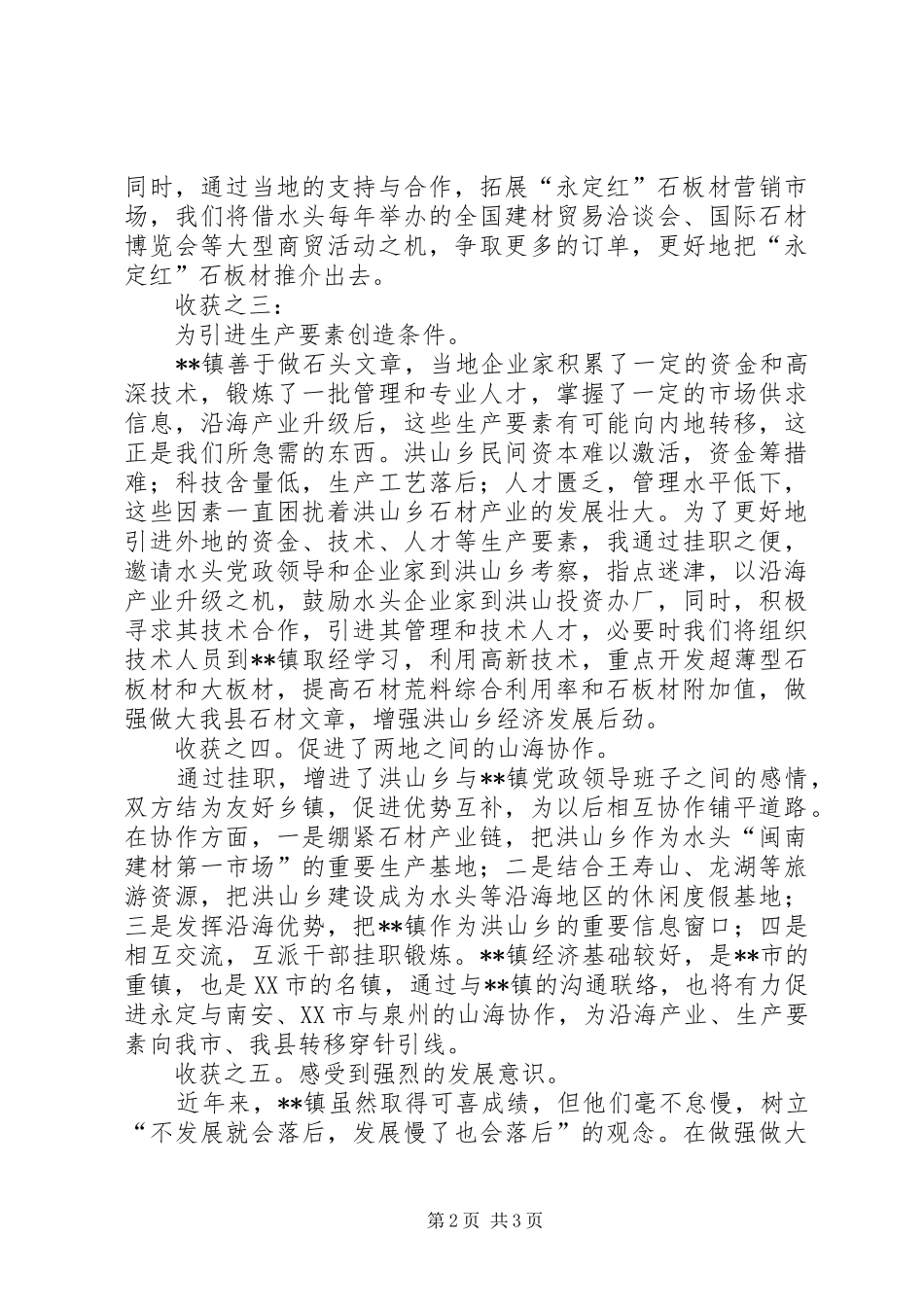 到XX市XX镇挂职心得体会_第2页