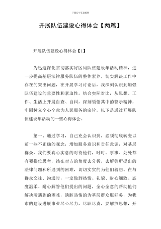 开展队伍建设心得体会