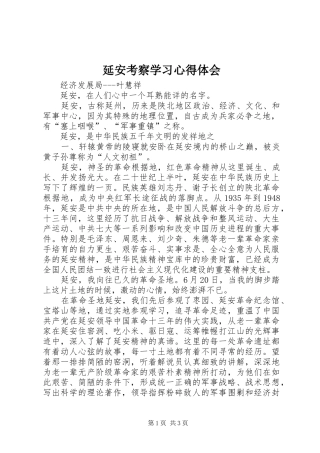 延安考察学习心得体会
