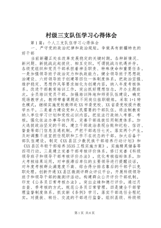 村级三支队伍学习心得体会