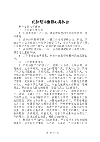 纪律纪律整顿心得体会