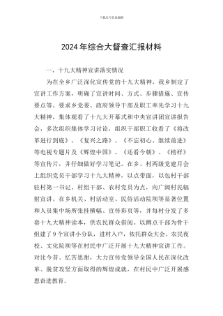 2024年综合大督查汇报材料
