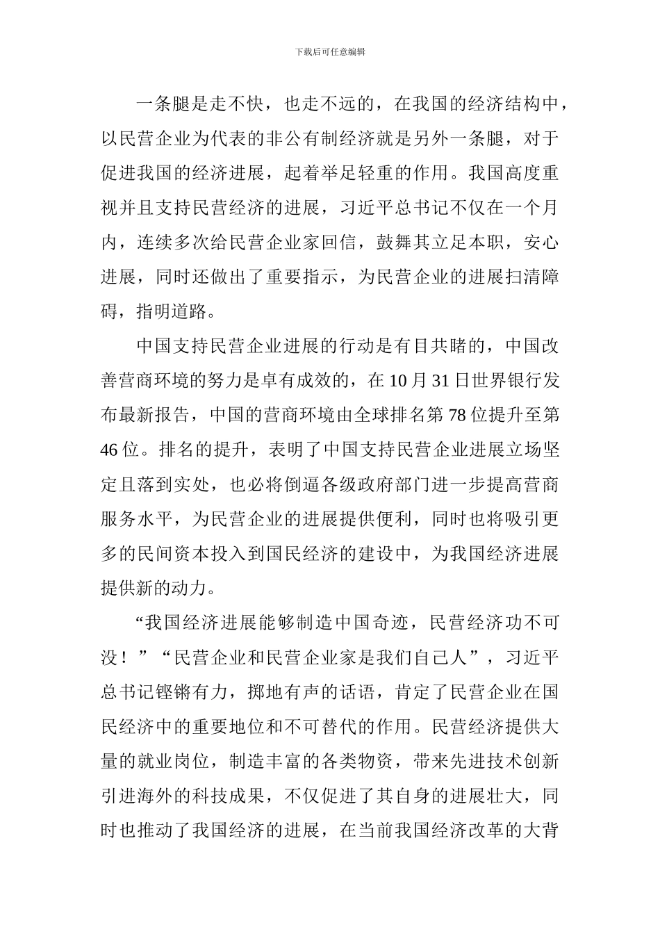 老师学习习总书记民营企业座谈会讲话精神心得体会：“两条腿走路”的经济更稳且远_第2页