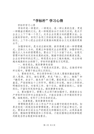 “学标杆”学习心得