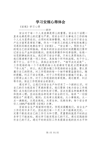 学习安规心得体会
