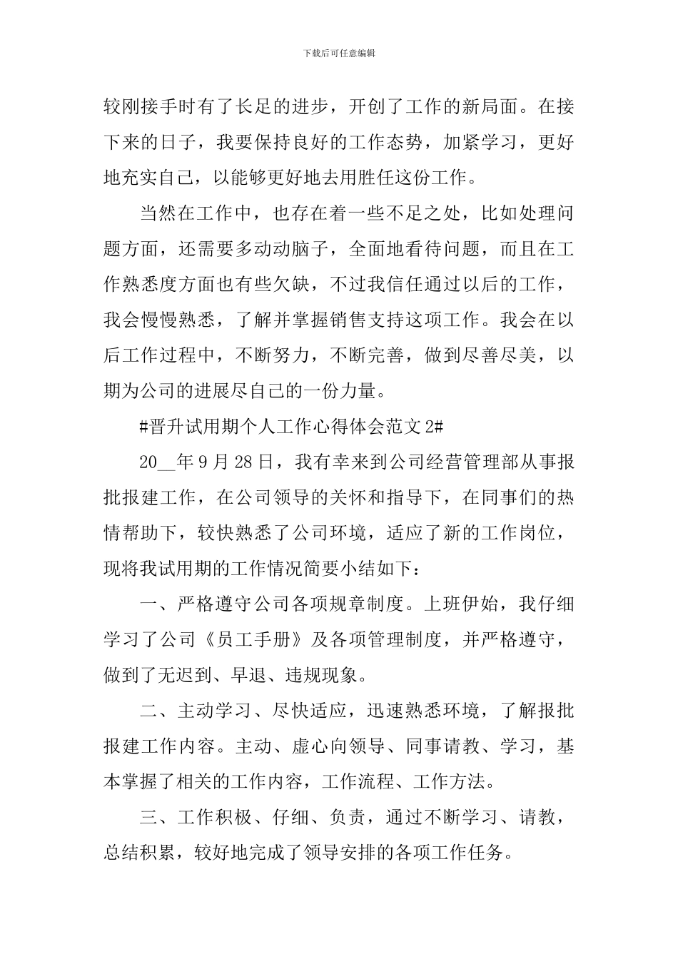 晋升试用期个人工作心得体会_第3页