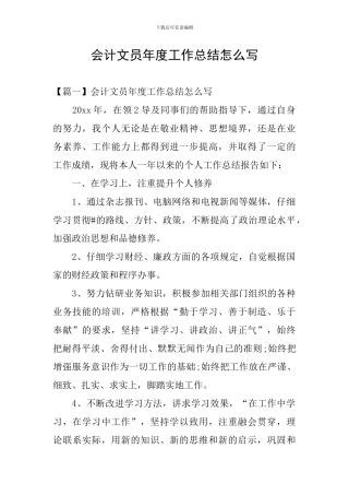 会计文员年度工作总结怎么写