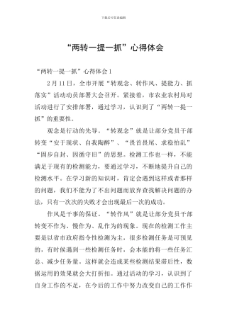 “两转一提一抓”心得体会