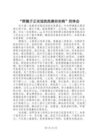 “照镜子正衣冠洗洗澡治治病”的体会