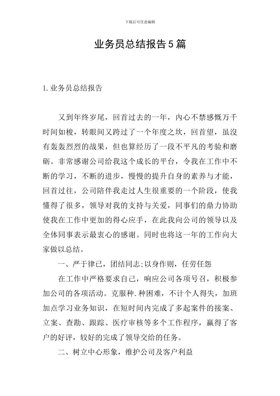 业务员总结报告5篇_第1页
