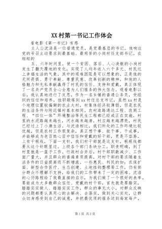 XX村第一书记工作体会