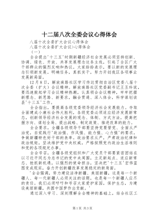 十二届八次全委会议心得体会