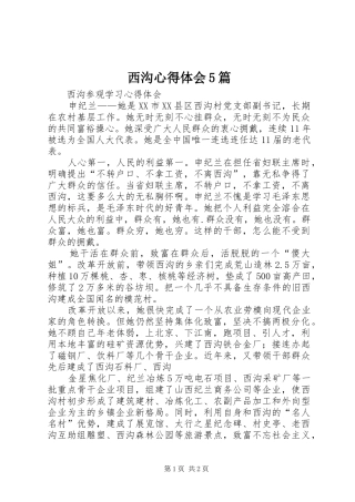 西沟心得体会5篇