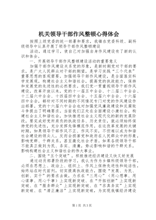 机关领导干部作风整顿心得体会
