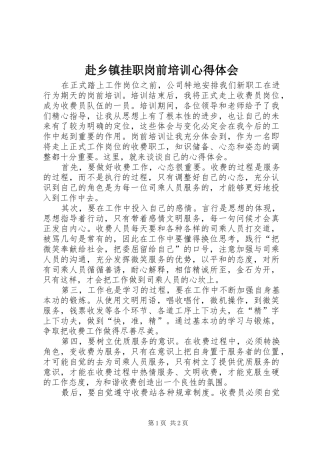 赴乡镇挂职岗前培训心得体会