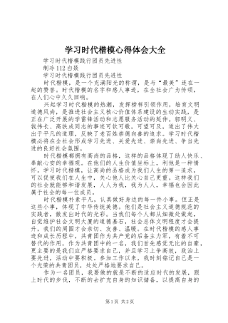 学习时代楷模心得体会大全