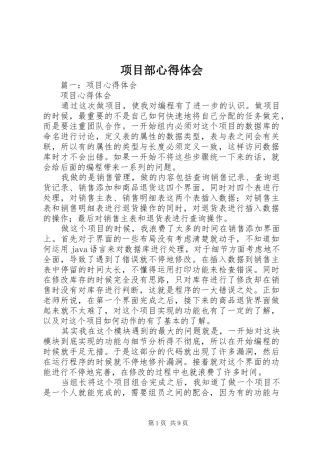 项目部心得体会_1