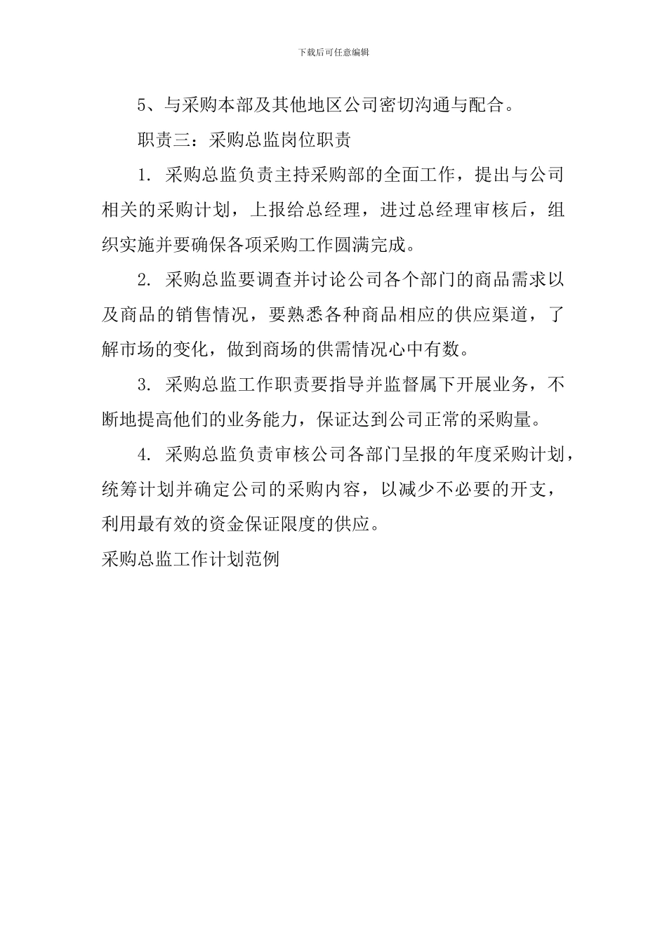 采购总监工作计划范例_第2页