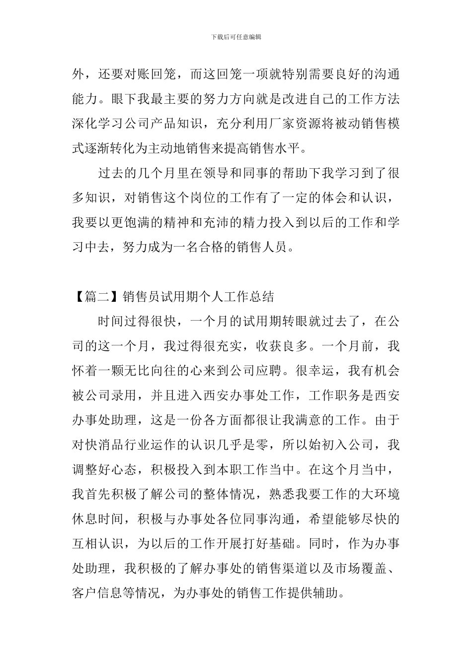 销售员试用期个人工作总结_第3页