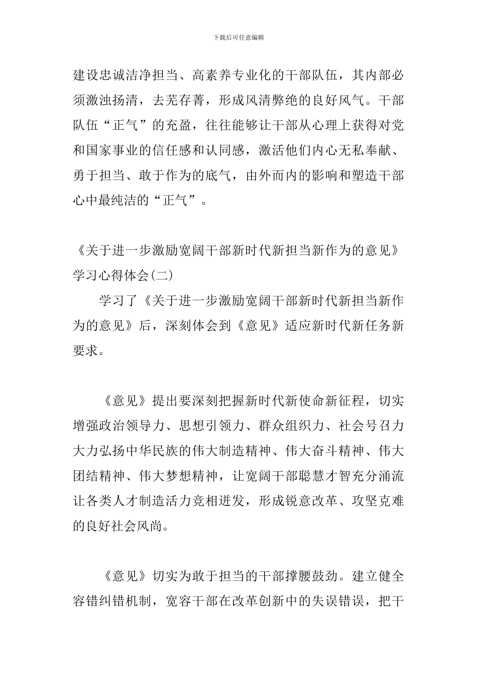 《关于进一步激励广大干部新时代新担当新作为的意见》学习心得体会3篇_第3页