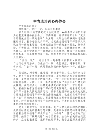 中青班培训心得体会