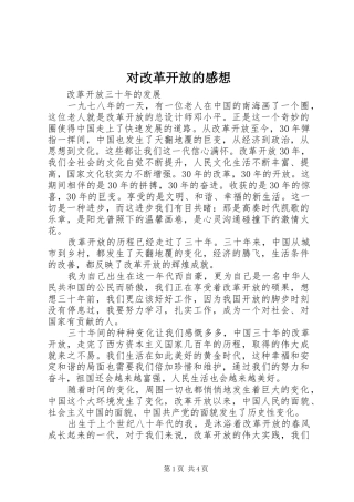 对改革开放的感想