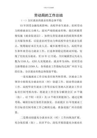 劳动局的工作总结
