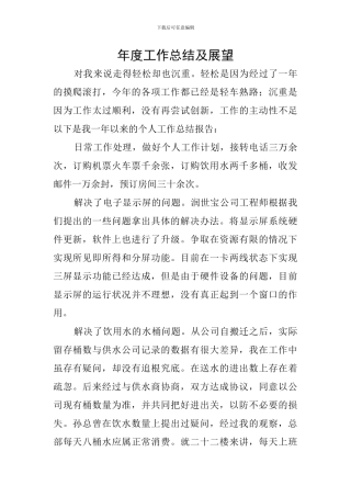 年度工作总结及展望