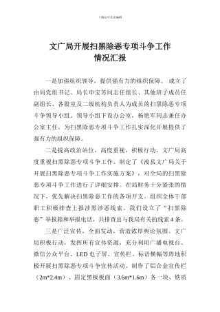 文广局开展扫黑除恶专项斗争工作情况汇报