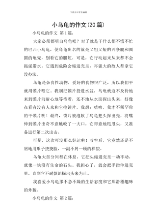 小乌龟的作文